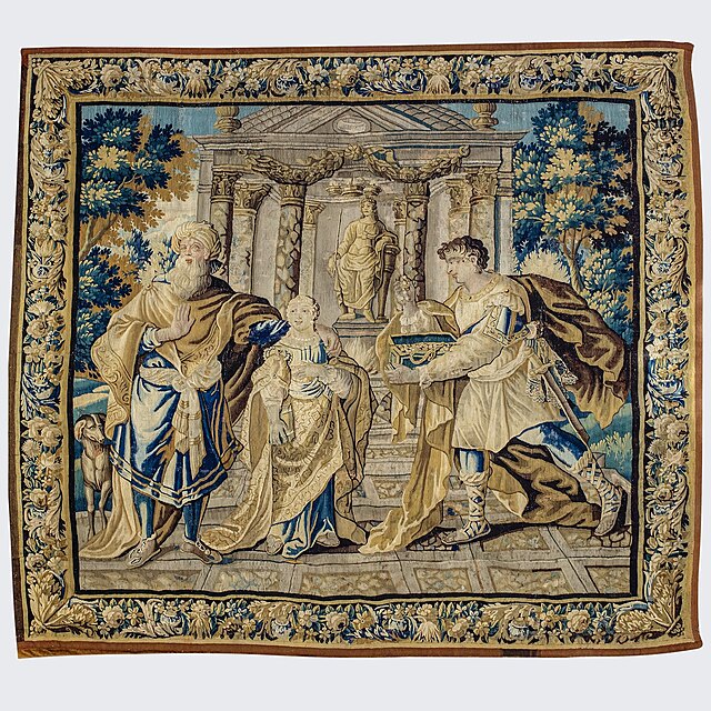 Tapiseria z przedstawieniem króla Aswerusa, Flandria, XVII/XVIII w. 