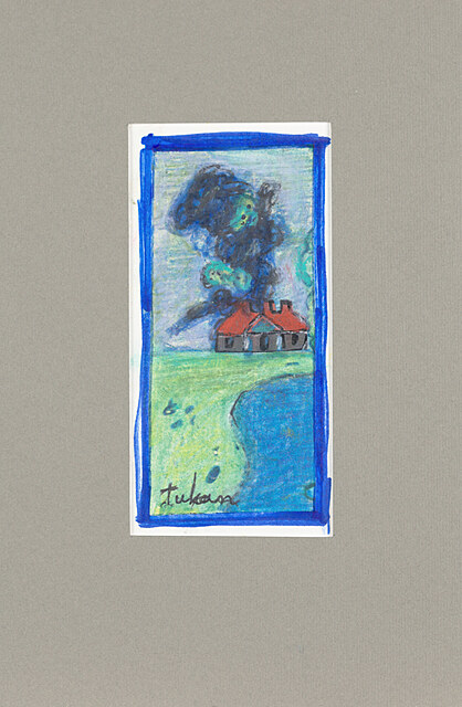 Pejzaż wiejski ze stawem