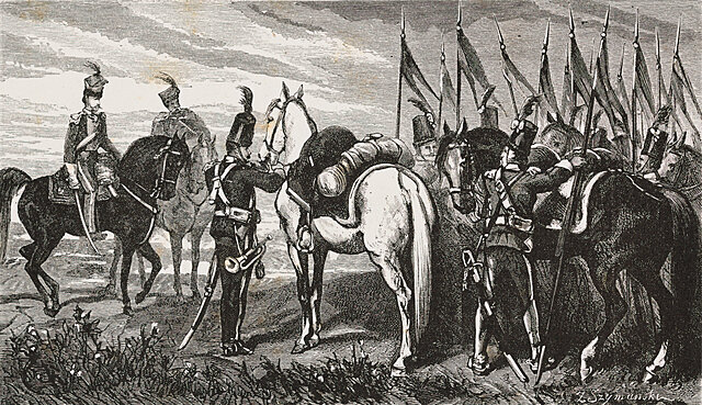 Przygotowania do wymarszu z obozu na pole bitwy w Boryszkowicach 1792 roku