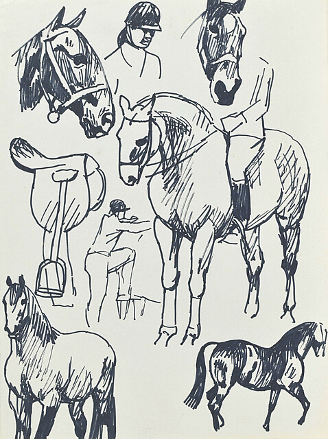 Szkice różne koni i dżokejów