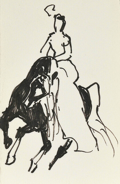 Dama w sukni na koniu