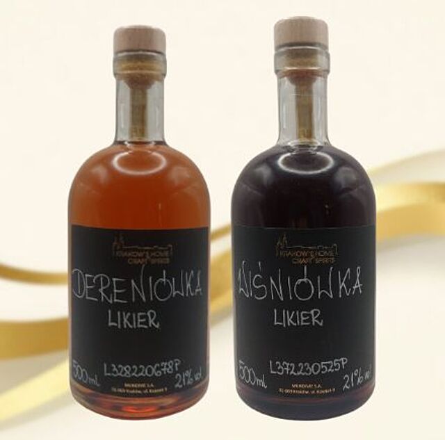 Krakow's Home of Craft Spirits Likier Dereniowy 0,5L 21% Likier Wiśniowy 0,5L 21% Zestaw