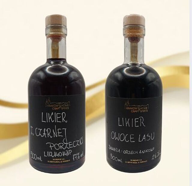 Krakow's Home of Craft Spirits Likier z Czarnej Porzeczki 0,5L 17% Likier Owoce Lasu 0,5L 26% Zestaw