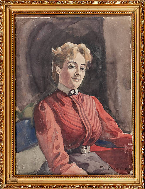 Portret kobiety w czerwonej sukience, I poł. XX w.