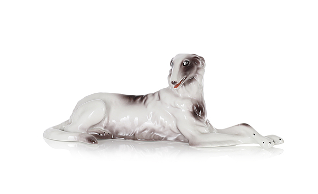 Figurka "Leżący chart", Zakład Porcelany Stołowej "Wałbrzych"