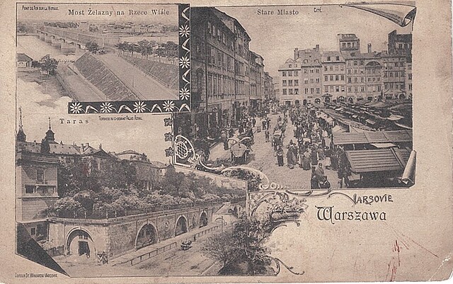Warszawa. Most Żelazny na Rzece Wiśle. Stare Miasto, Taras