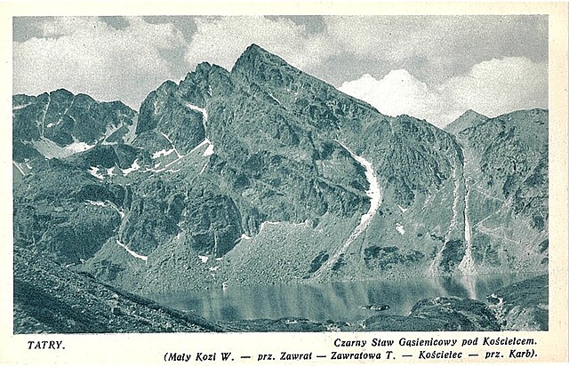 Tatry. Czarny Staw Gąsienicowy pod Kościelcem. (Mały Kozi W. - prz. Zawrat - Zawratowa T. - Kościele