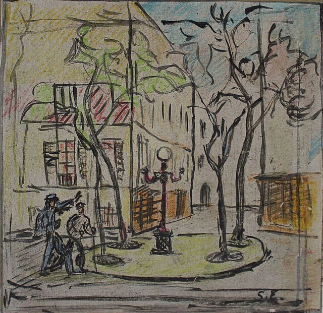 Dyskutanci na skwerze