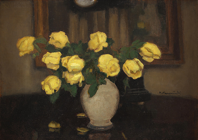 "Martwa natura z żółtymi różami"