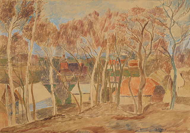 "Jesienny pejzaż z kościołem"