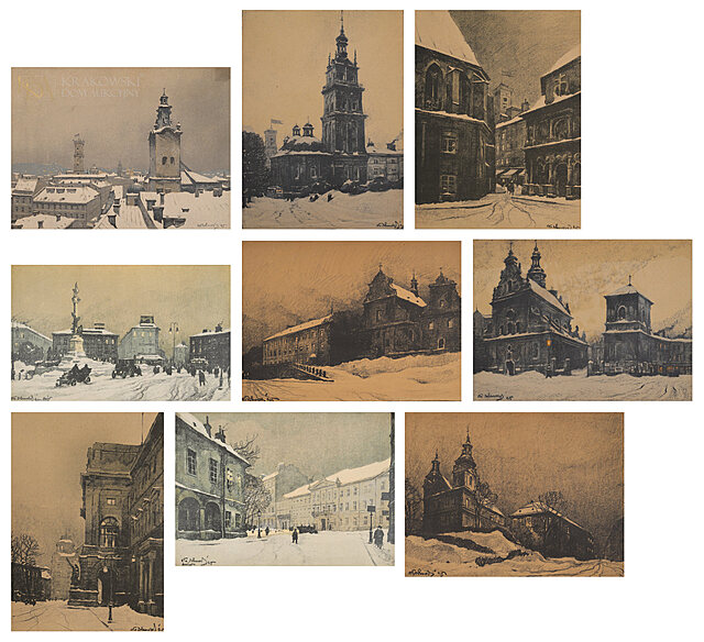 Dziewięć autolitografii z teki "Lwów" (1915)