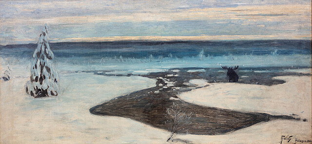 Zimowy wschód słońca na Polesiu, 1900 r.