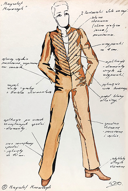 Garnitur skórzany (szkic kostiumu scenicznego), lata 70