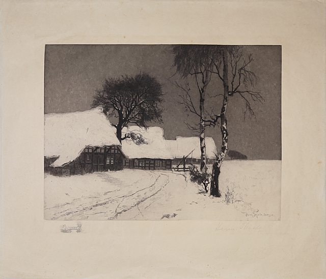 Wiejskie chaty zimą, ok. 1900