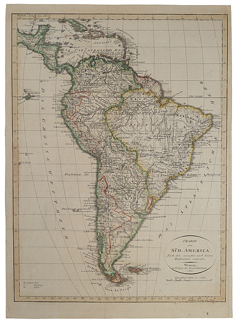Mapa Ameryki Południowej (tyt.oryg.: „Charte von Sud-America”), 1814