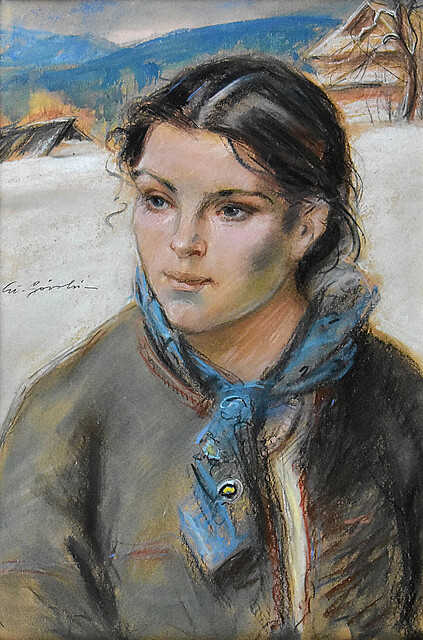 "GÓRALKA NA TLE ZIMOWEGO PEJZAŻU"