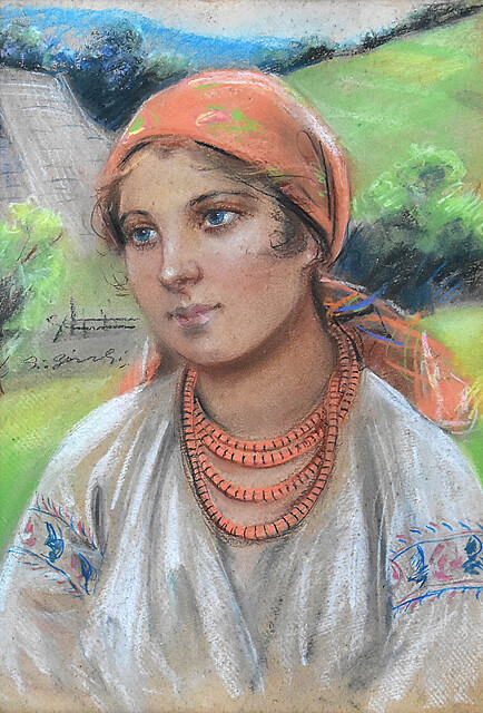 "PORTRET MŁODEJ GÓRALKI W BIAŁEJ BLUZCE"