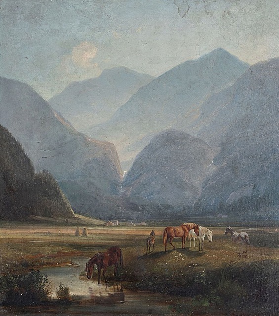 KONIE W DOLINIE ZILLERTAL W TYROLU, poł. XIX w.