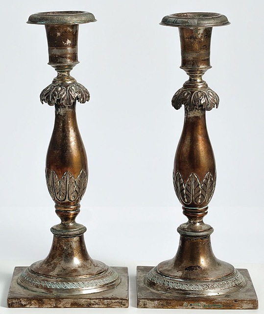 PARA ŚWIECZNIKÓW JEDNOPŁOMIENNYCH, Polska, Warszawa, Karol Filip Malcz, ok. 1845