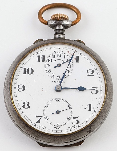 ZEGAREK KIESZONKOWY Z BUDZIKIEM, Szwajcaria Zenith, ok. 1925