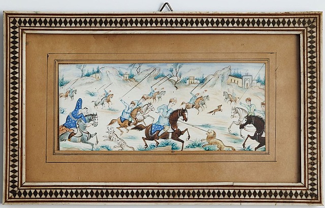MINIATURA, KONNE POLOWANIE, Persja, XX w.