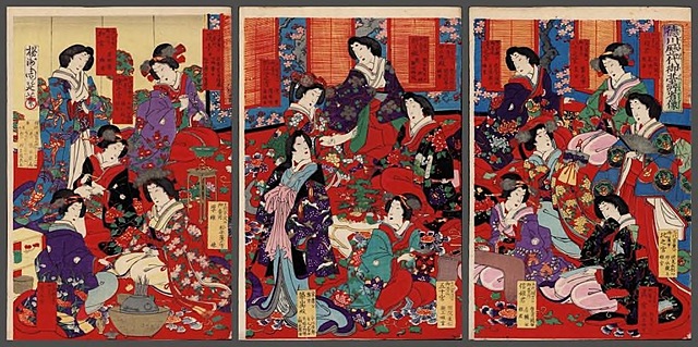 PORTRETY ŻON SZOGUNÓW, 1879 (tryptyk)