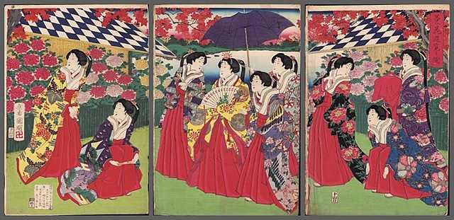 OGRÓD CHRYZANTEM, 1880 (tryptyk)