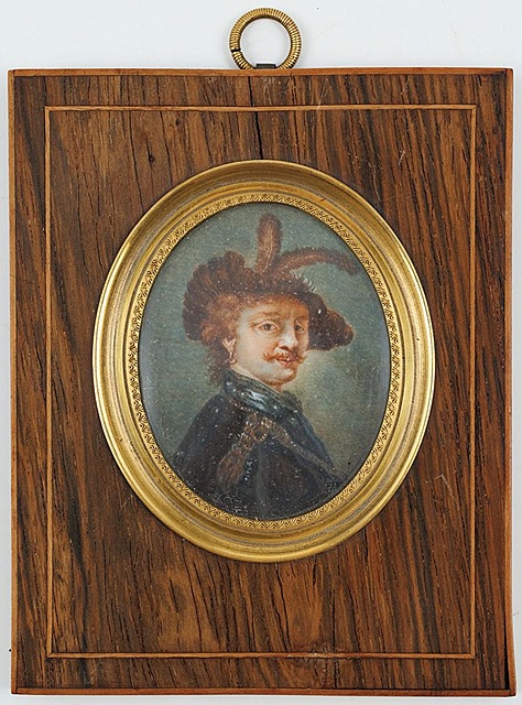 MINIATURA, MŁODZIENIEC W KAPELUSZU, XIX / XX w.