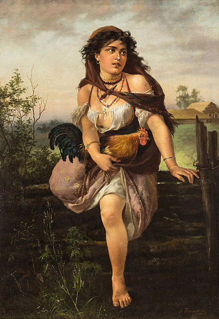 Dziewczyna z kogutem, 1895 r.