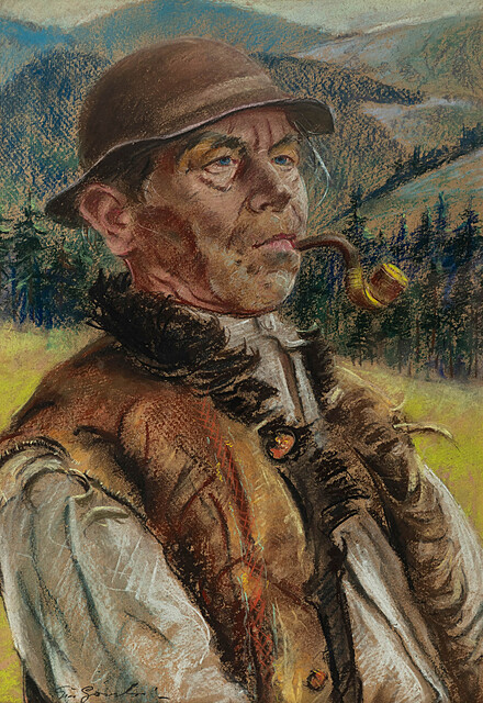 Portret bacy z fajką