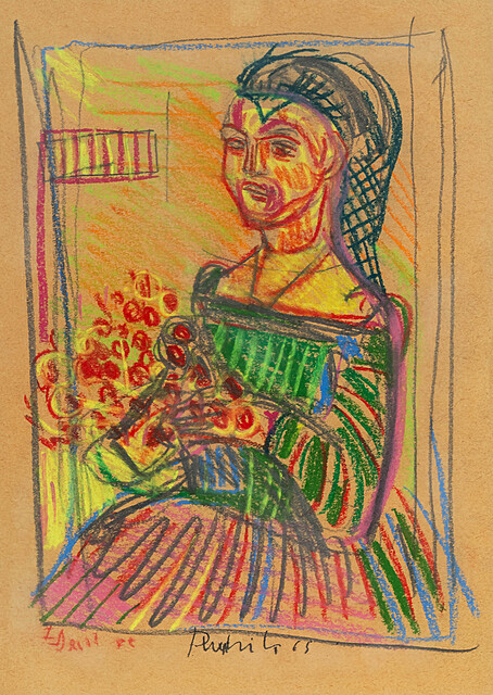 Portret kobiety z kwiatami, 1965 r.
