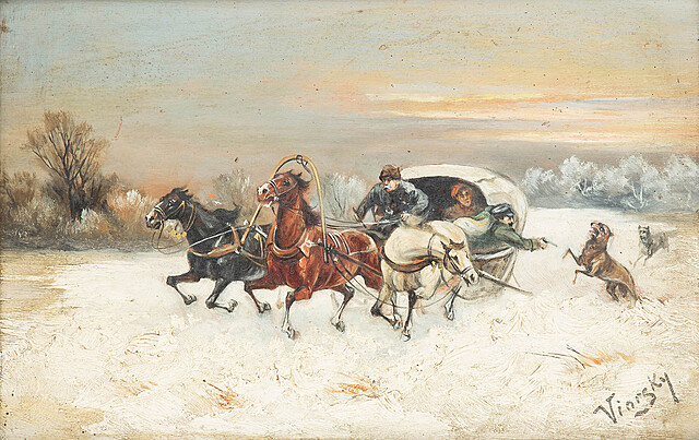 Para obrazów - Trójkonne sanie