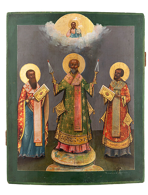 Ikona - Trzech Patriarchów Kościoła Prawosławnego, Petersburg, II poł. XX w.