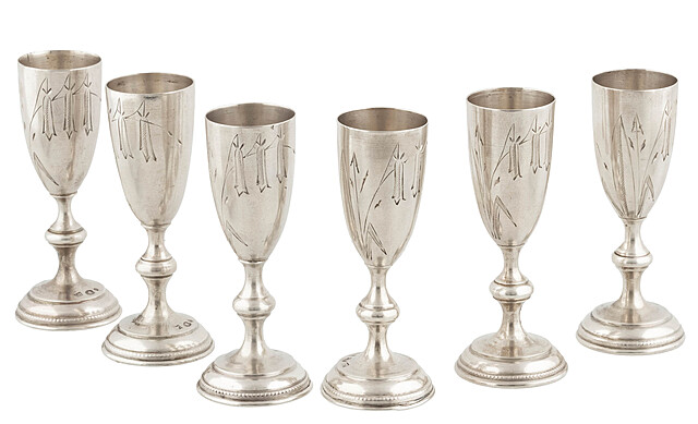 Komplet 6-ściu kieliszków, Warszawa, Krupski i Matulewicz, lata 20. XX w.