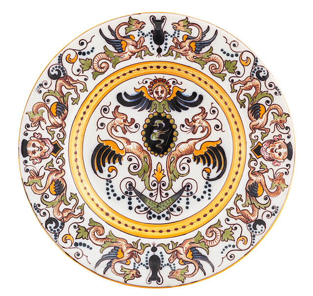 Talerz z motywem groteski, Włochy, k. XIX w.