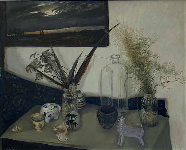 MARTWA NATURA Z PIÓRAMI I PEJZAŻEM, 1981