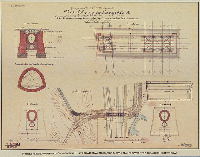 Projekt kanału pod torami kolei obwodowej, ok. 1886 r.
