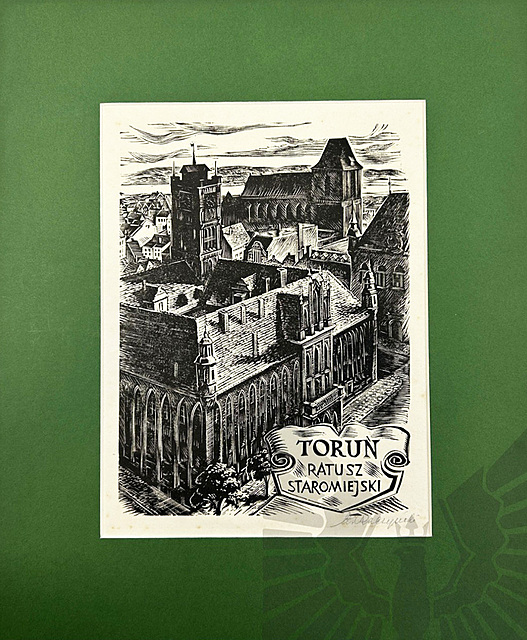drzeworyt z cyklu „Zabytki Polski” Toruń - Ratusz Staromiejski