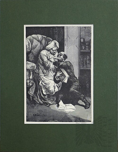 Meir błaga prababkę o wybaczenie z cyklu Meir Ezofowicz, 1888