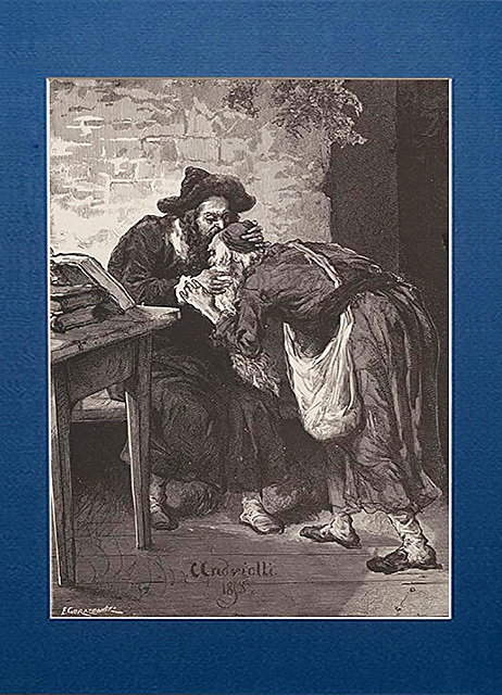 Todros błogosławi starca... z Meir Ezofowicz, drzeworyt 1878