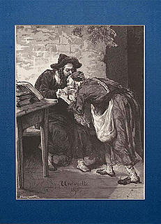 Todros błogosławi starca... z Meir Ezofowicz, drzeworyt 1878