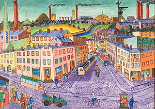 Pejzaż miejski z kopalnią w tle, 1982