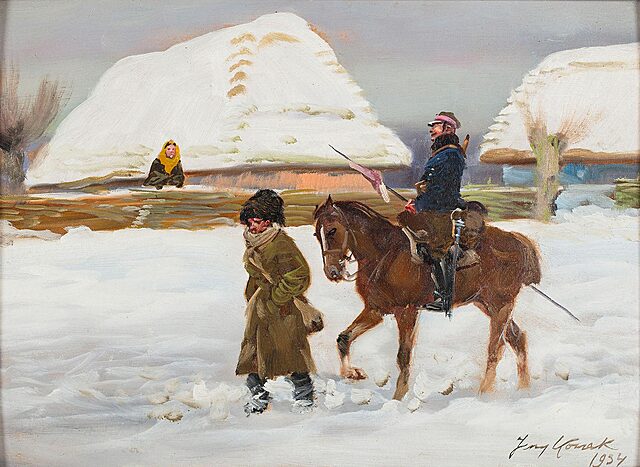 Ułan prowadzący jeńca, 1934