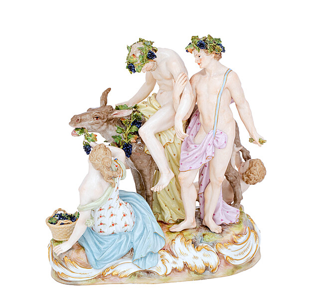 Figura Pijany Sylen na ośle, proj. Ernst August Leuteritz (ok. 1851), Miśnia, XIX w.