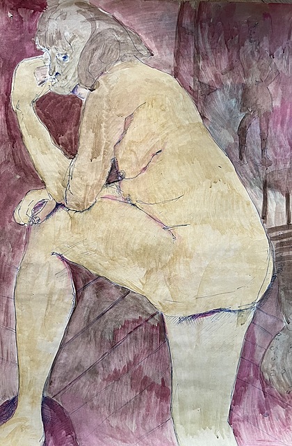 Modelka na bordowym tle, 1964