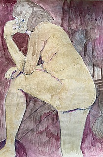 Modelka na bordowym tle, 1964