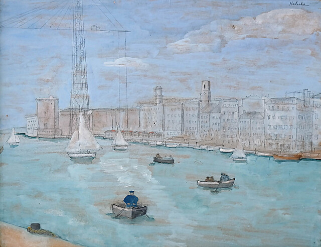 Stary port w Marsylii (Le vieux Port de Marseille et le pont transfbordeur)