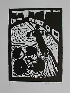 Bawiące się dzieci z cyklu „Judaica” (1964, odbitka późniejsza)