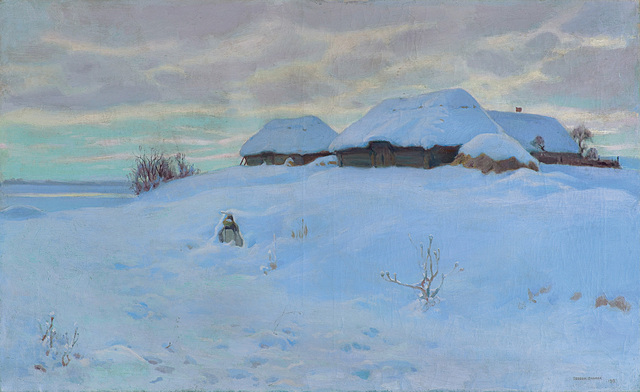 SKRAJ WSI W ŚNIEGU, 1917