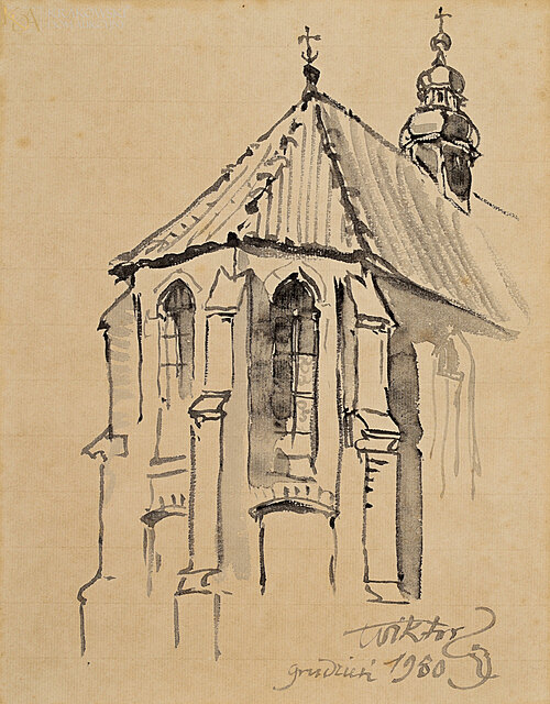 "Kościół gotycki - prezbiterium" (1980)